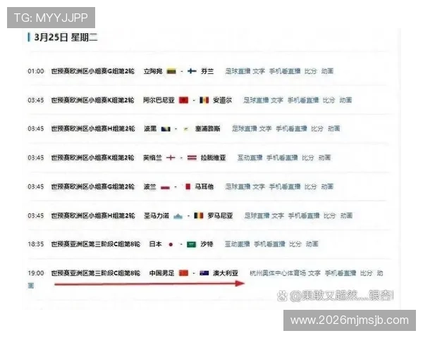2026年世界杯预选赛赛程安排与积分榜更新情况全方位分析